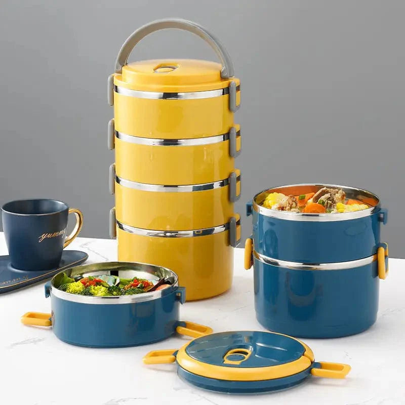 Stainless steel thermal lunch box set with insulated bag for hot food, portable and suitable for adults by SHOWLU FASHION STORE