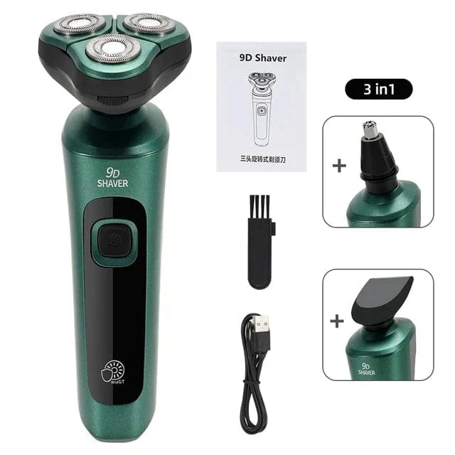 SHOWLU 4-in-1 electric shaver with LCD display, 9D floating head, USB rechargeable, waterproof multifunction beard razor