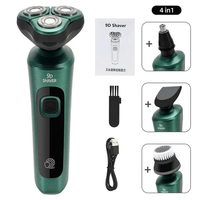 SHOWLU 4-in-1 electric shaver with LCD display, 9D floating head, USB rechargeable, waterproof beard and hair trimmer.