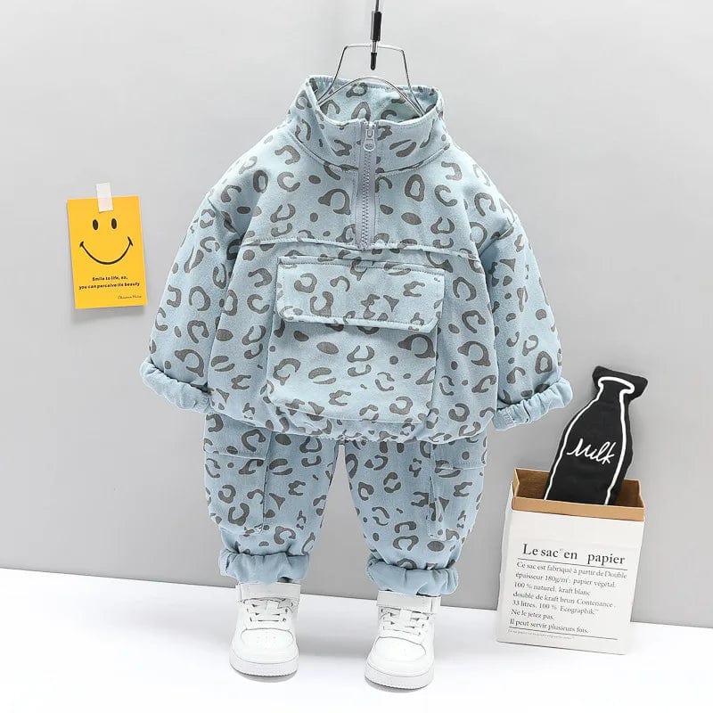 Unisex kids cotton tracksuit with jacket and pants, suitable for spring and autumn, in pastel colors, from SHOWLU FASHION STORE.