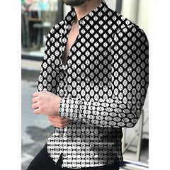 New Spring Autumn Social Men Shirts Turn - Down Collar Buttoned Casual Dots Print Long Sleeve Shirt Tops Streetwear Men's Clothes - SHOWLU FASHION STORE