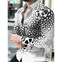 New Spring Autumn Social Men Shirts Turn - Down Collar Buttoned Casual Dots Print Long Sleeve Shirt Tops Streetwear Men's Clothes - SHOWLU FASHION STORE