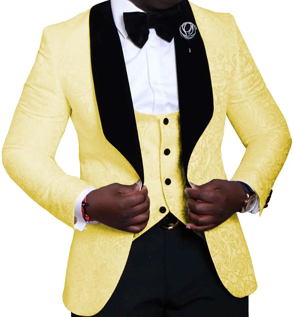New Style Groomsmen Shawl Lapel Groom Tuxedos Red/White/Black Men Suits Wedding Best Man Blazer (Jacket+Pants+Tie+Vest) C46 - SHOWLU FASHION STORE