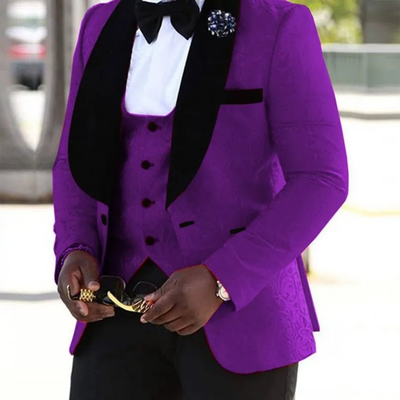 New Style Groomsmen Shawl Lapel Groom Tuxedos Red/White/Black Men Suits Wedding Best Man Blazer (Jacket+Pants+Tie+Vest) C46 - SHOWLU FASHION STORE