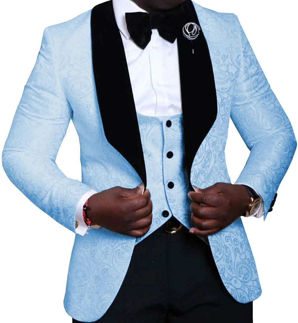 SHOWLU FASHION STORE GQER SUITS men's skinny fit 3-piece tuxedo with shawl lapel, suitable for weddings and formal events.