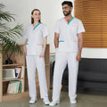 Showlu Mandarin Collar Medical Scrub Suit for nurses, slim fit hospital uniform with professional design and new-style Mandarin collar.
