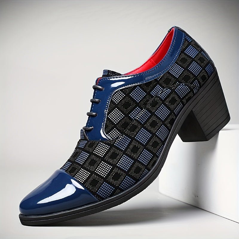 SHOWLU FASHION men's height-increasing business casual shoes in microfiber, stylish and comfortable for professional wear.