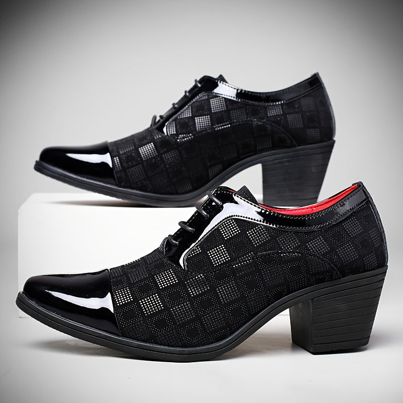 SHOWLU FASHION men's height-increasing business casual shoes made of microfiber, stylish and comfortable for professional wear.