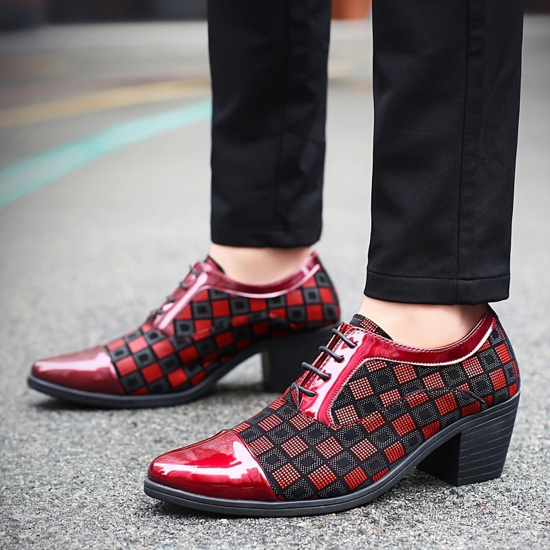 SHOWLU FASHION men's height-increasing business casual shoes made of microfiber, stylish and comfortable for professional wear.