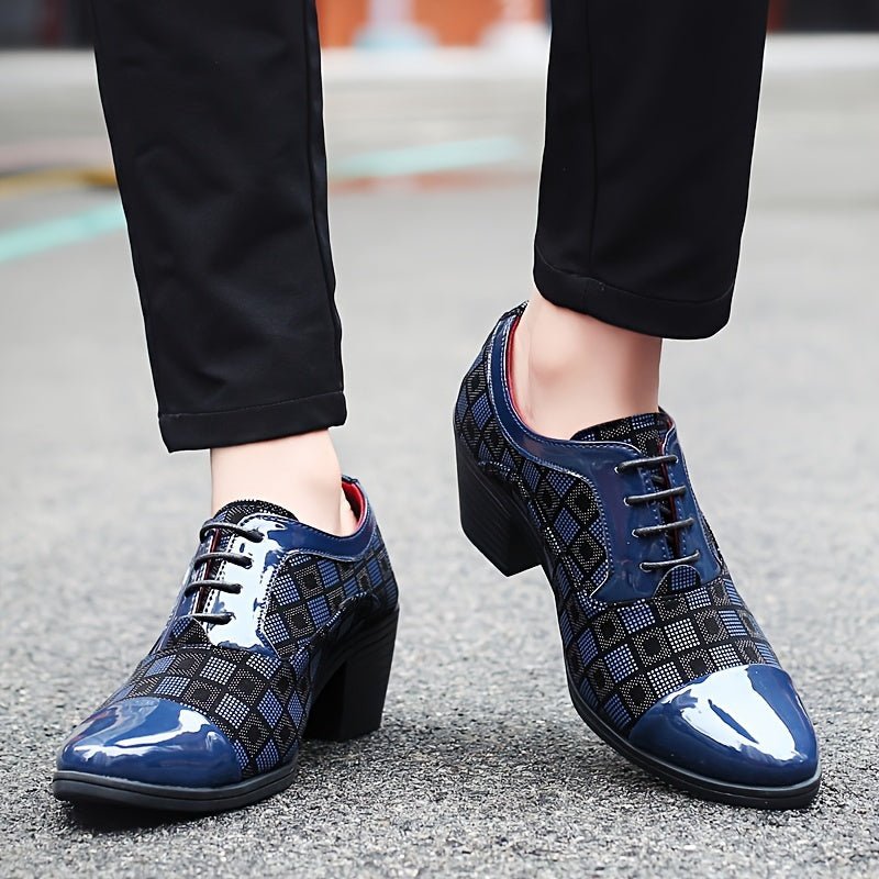SHOWLU FASHION men's height-increasing business casual shoes made of microfiber, stylish and comfortable for professional wear.