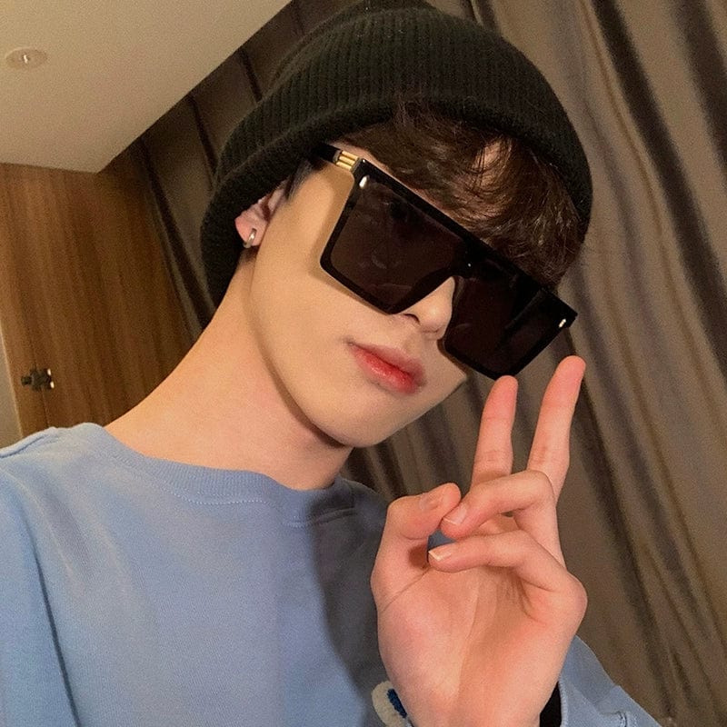 New Stylish Windproof Eye Protection Sunglasses Men's Trendy Net Red Xiaohongshu Street Shot Glasses Funny Retro Large Rim Sunglasses - SHOWLU FASHION STORE