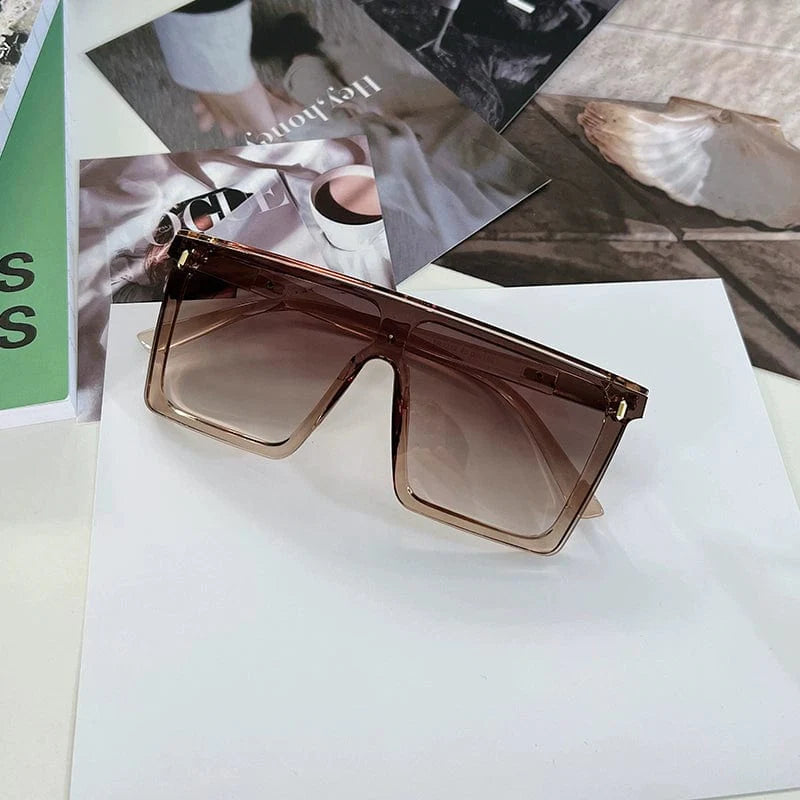Showlu Fashion Poe Mo Retro Square Windproof Sunglasses with large rim, TR90 frame, UV protection, stylish for men