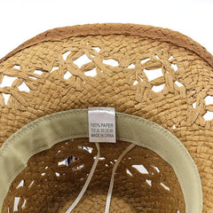 New Summer khaki Paint Spraying Lafite Straw Cowboy Hats Summer Men Women Wide Brim Sun Protection Hat Panama Beach Cap Adult - SHOWLU FASHION STORE