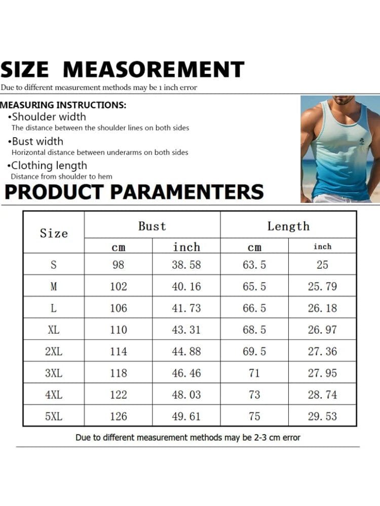 New Summer Men's Sleeveless T-Shirt Men's Outdoor Hawaii Classic Travel Wear Plus - Size Round Neck Palm Leaf 3D Printed Vest - SHOWLU FASHION STORE