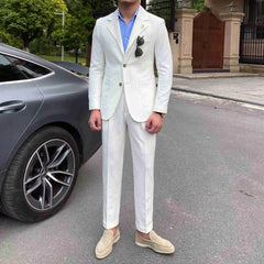 New Summer Seersucker Suit Men Italian Style British Slim Fit Casual White Suit Trendy Man Smoking Homme Mariage Men Tuxedo Suit - SHOWLU FASHION STORE