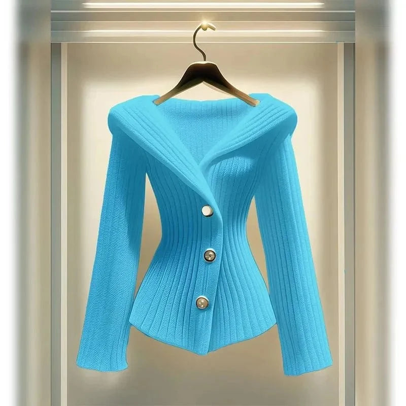 Women's V-neck wool knit sweater by SHOWLU FASHION STORE, long-sleeved slim top, perfect for autumn and winter fashion.