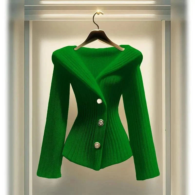 SHOWLU FASHION STORE women's V-neck wool knit sweater with long sleeves, slim fit, perfect for autumn and winter fashion.