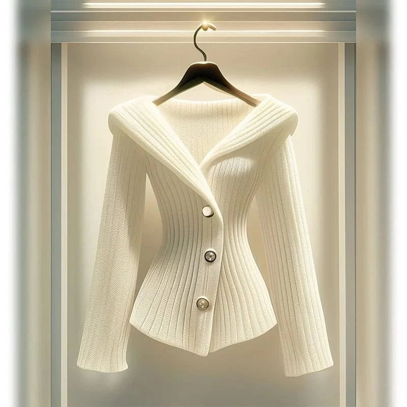 Women's V-neck wool knit sweater by SHOWLU FASHION STORE, long-sleeved slim top, perfect for autumn and winter wear.