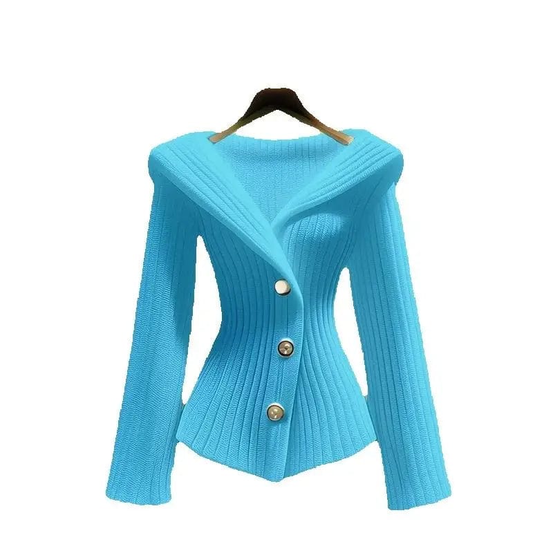 Women's V-neck wool knit sweater by SHOWLU FASHION STORE, long-sleeved, slim fit, perfect for autumn and winter fashion.