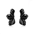 Golden flower French petal stud and dangle earrings for women, stylish Korean fashion jewelry, perfect for birthdays and special occasions