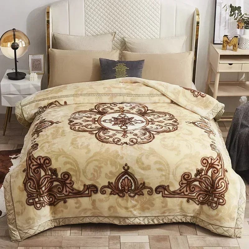 SHOWLU FASHION Weighted Raschel Blanket with double-sided plush fabric, thick and warm for winter and autumn bedding comfort.
