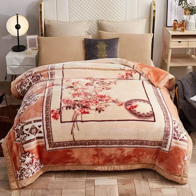 SHOWLU FASHION weighted raschel blanket with thick double-sided plush for warmth and comfort, ideal for winter and autumn bedding.