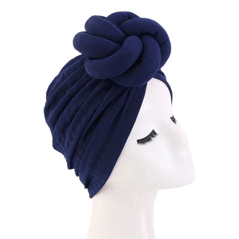 Women's 3D flower turban hat by Showlu Fashion, soft beanie headscarf with large floral design, ideal for chemo, wedding, or party wear.