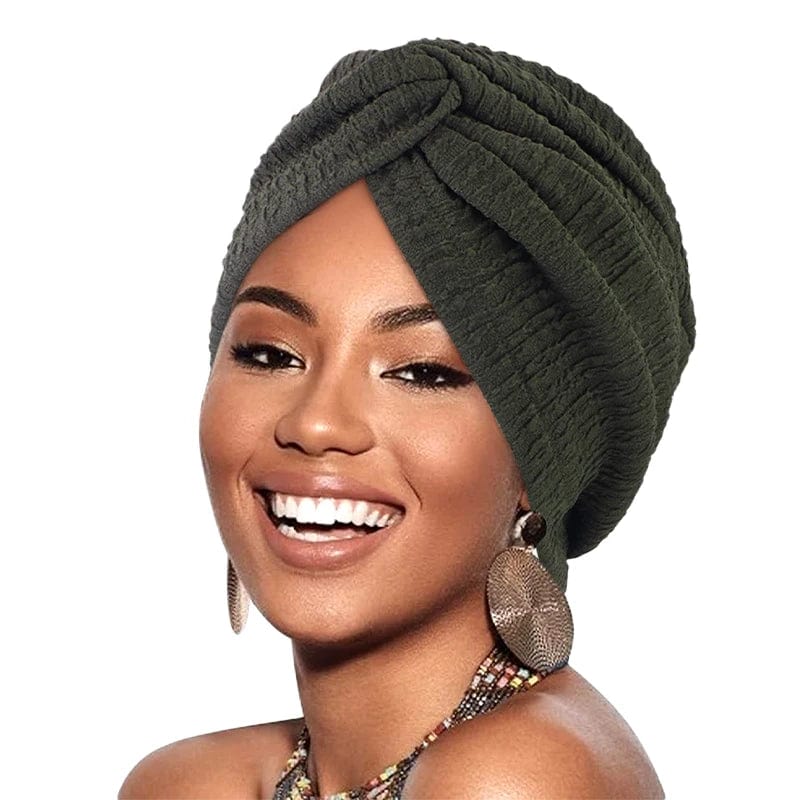 Women's Muslim twist turban cap made of elastic fabric, head scarf wrap with stylish bandana design and comfortable fit.