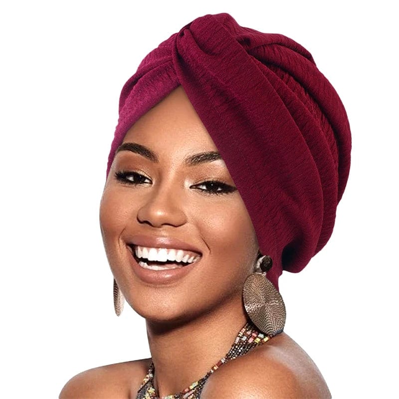 Women’s Muslim twist turban cap by Showlu Fashion, elastic head scarf wrap with bandana style for modest hair coverage.