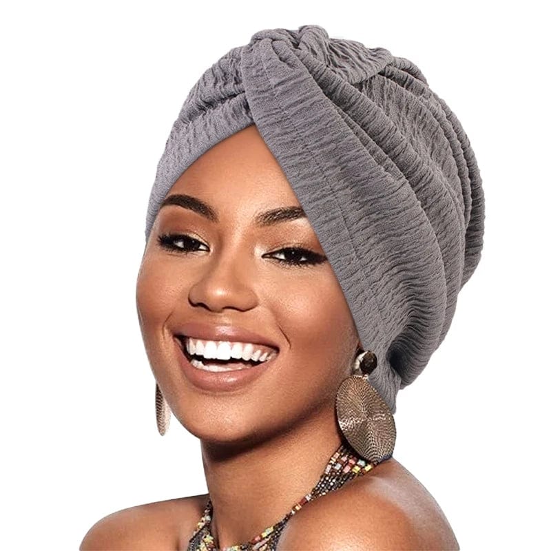 Women's Muslim twist turban cap by Showlu Fashion, elastic head scarf wrap with stylish bandana design and comfortable fit.