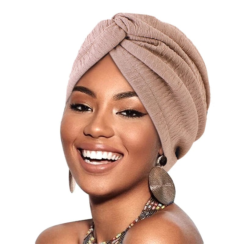 Women’s Muslim twist turban cap by Showlu Fashion, elastic head scarf wrap with stylish bandana design and comfortable fit.