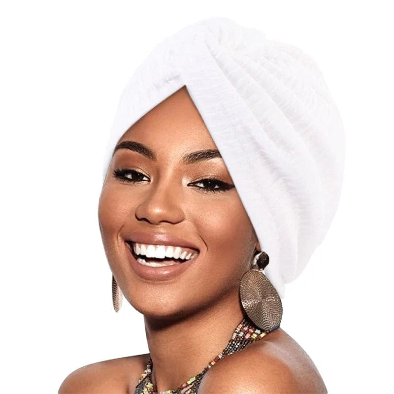 Women's Muslim twist turban cap by Showlu Fashion Store, elastic head scarf wrap with stylish bandana design and comfortable fit.