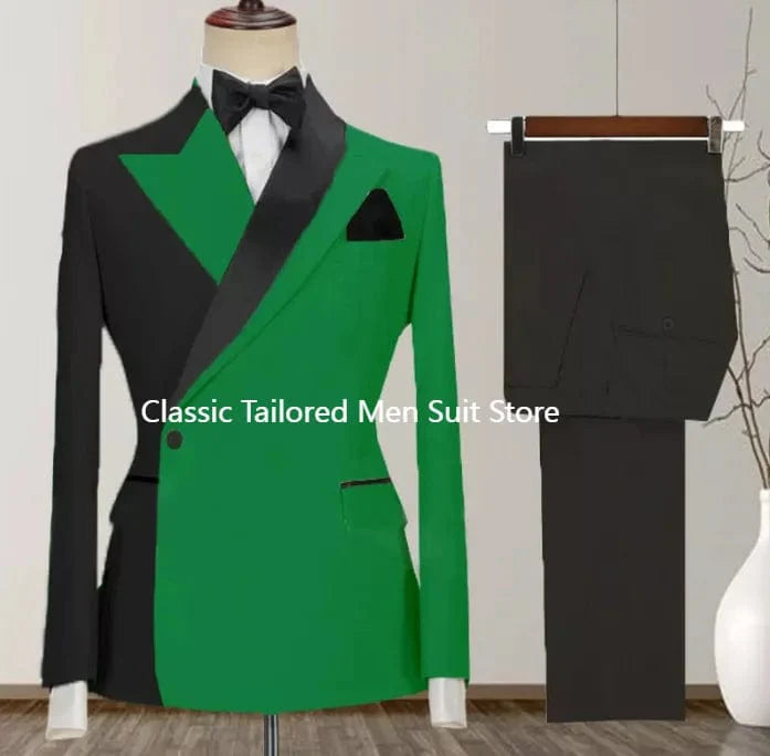 Yellow slim fit men's suit from SHOWLU FASHION STORE featuring a 2-piece cotton blazer and matching pants for business or wedding.