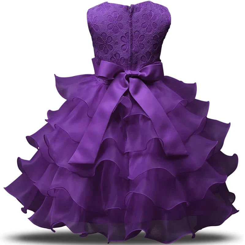 Ai Meng baby girl christening gown with flower bow, perfect for baptism or first birthday, from SHOWLU FASHION STORE.
