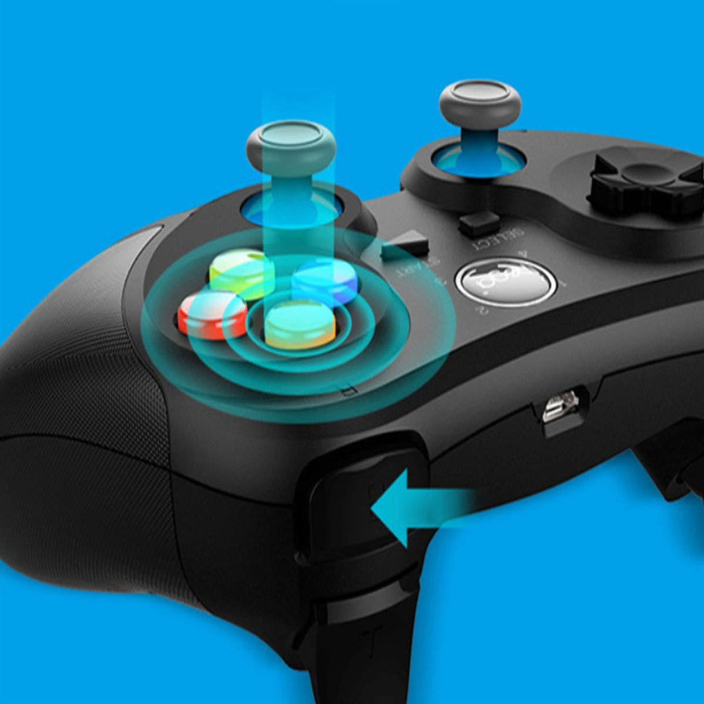 Doba wireless game controller with ergonomic design, Bluetooth connection, suitable for iOS and Android devices.