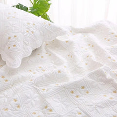 Nordic Embroidered Cotton Quilted Bedspread on the Bed Padded Summer Quilt Blanket Throw Coverlet Home Cubrecam Bed Cover Colcha - SHOWLU FASHION STORE