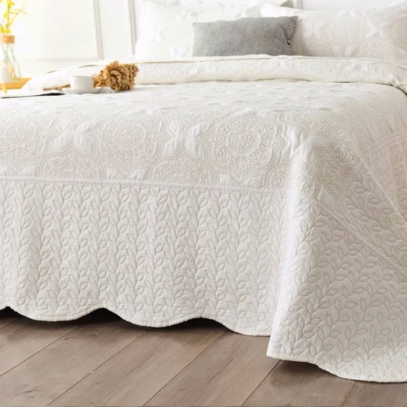 Nordic Embroidered Cotton Quilted Bedspread on the Bed Padded Summer Quilt Blanket Throw Coverlet Home Cubrecam Bed Cover Colcha - SHOWLU FASHION STORE