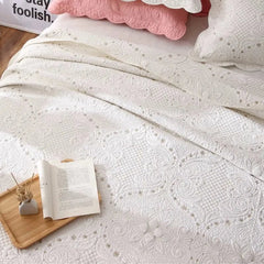 Nordic Embroidered Cotton Quilted Bedspread on the Bed Padded Summer Quilt Blanket Throw Coverlet Home Cubrecam Bed Cover Colcha - SHOWLU FASHION STORE