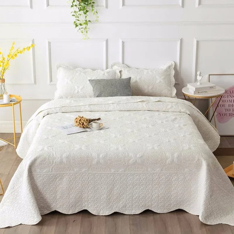 Nordic Embroidered Cotton Quilted Bedspread on the Bed Padded Summer Quilt Blanket Throw Coverlet Home Cubrecam Bed Cover Colcha - SHOWLU FASHION STORE