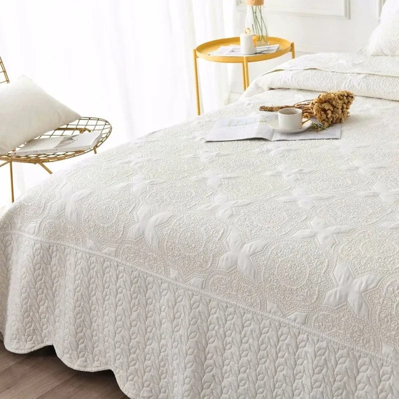 Nordic Embroidered Cotton Quilted Bedspread on the Bed Padded Summer Quilt Blanket Throw Coverlet Home Cubrecam Bed Cover Colcha - SHOWLU FASHION STORE