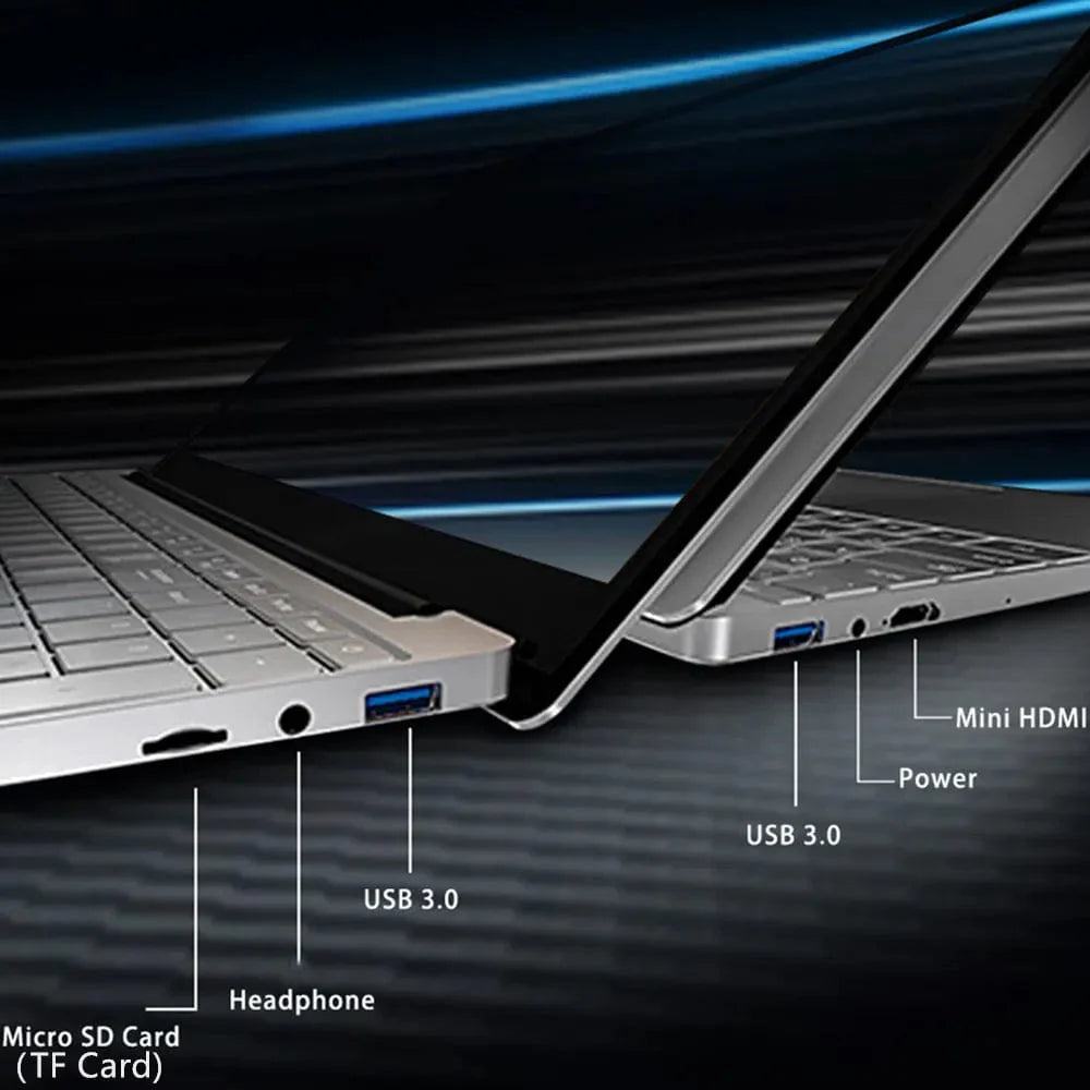 Showlu Fashion Store AKPAD 15.6-inch Intel J4125 laptop with 12GB RAM, 1TB SSD, Windows 11 Pro, HDMI port, sleek portable design