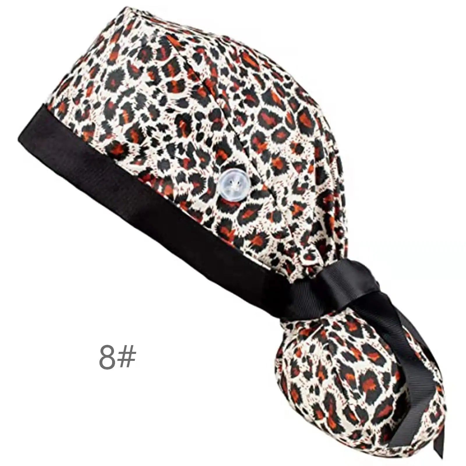 Showlu Nurse Scrub Hat with Buttons, 100% cotton elastic surgical cap for healthcare professionals.