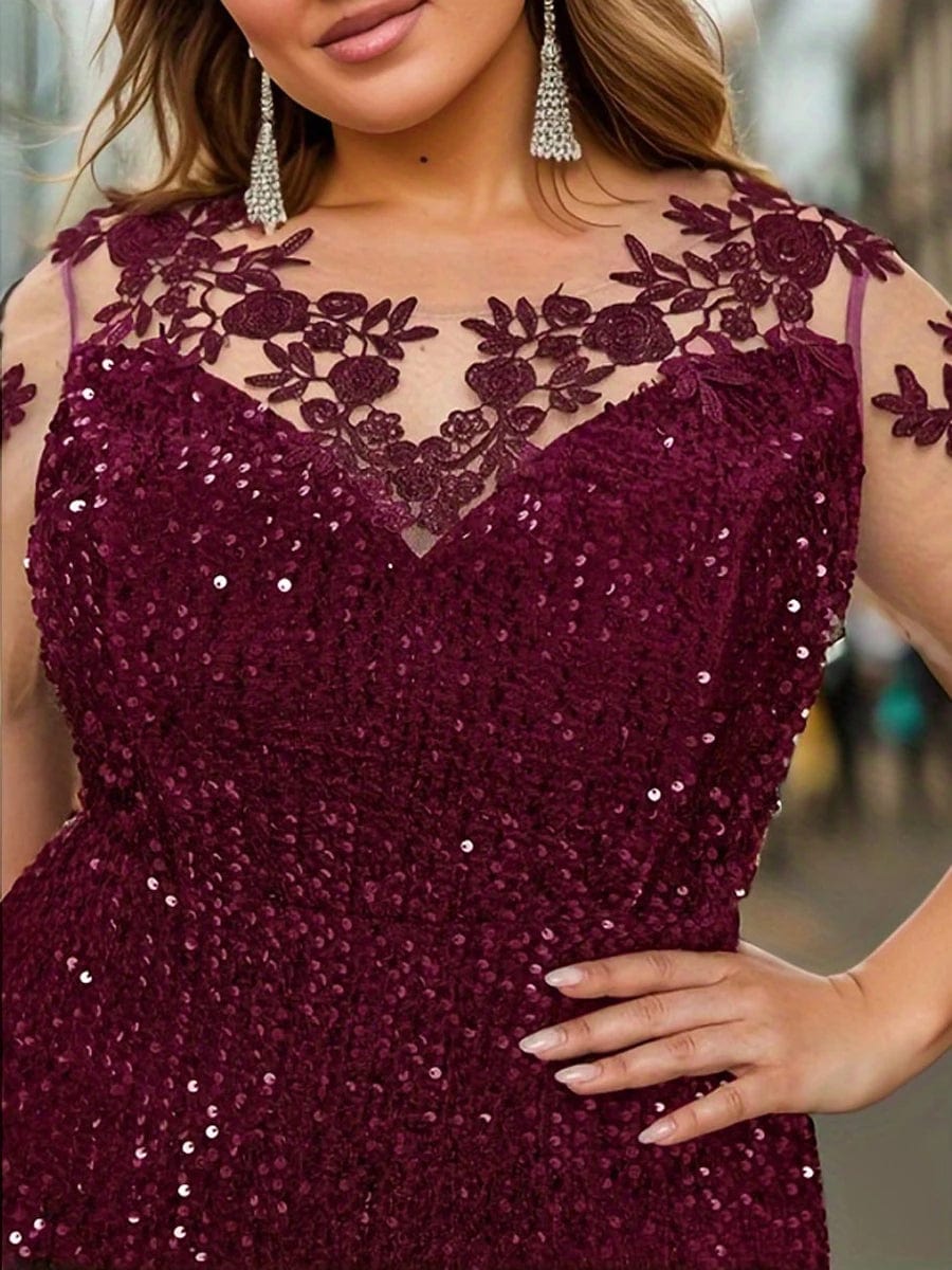 O Neck Curve Long Sequined Velvet Lace Evening Dress Prom Gown Floor Length Backless Maxi Dresses - SHOWLU FASHION STORE