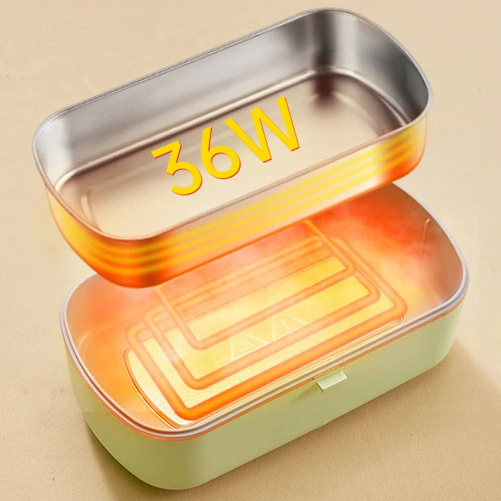 Showlu portable electric lunch box with 1.5L stainless steel food warmer for office meals, compact and easy to carry.