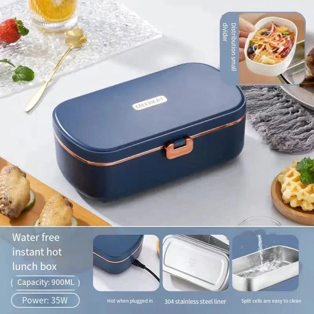 Showlu portable electric lunch box with 1.5L stainless steel container, ideal for office food warming and meal storage.