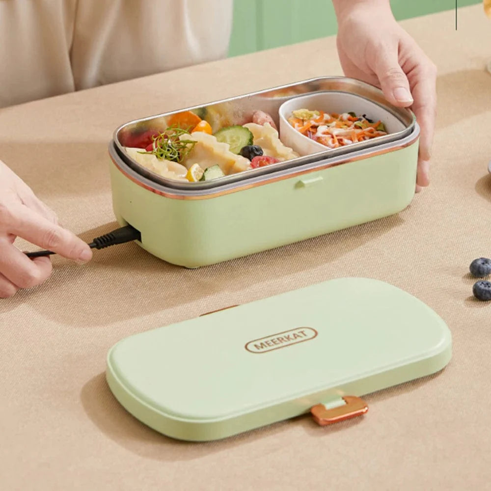 Showlu portable electric lunch box with 1.5L stainless steel food warmer for office meals, compact and easy to carry.