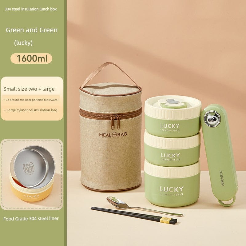 Showlu Fashion Store Worthbuy stainless steel insulated lunch box for office use, microwave safe, with a sleek design and secure lid.