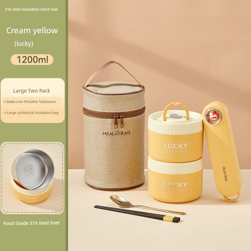 Showlu Fashion Store Worthbuy stainless steel insulated lunch box, microwave safe, ideal for office workers with a sleek design.