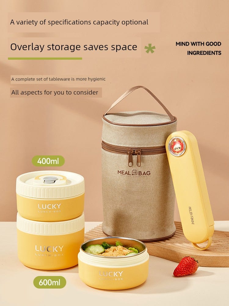 Showlu Fashion Store Worthbuy stainless steel insulated lunch box for office use, microwave safe with a sleek design.