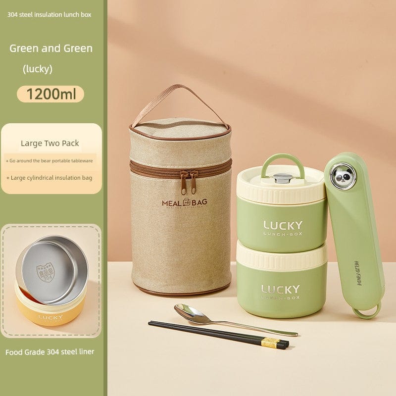 Stainless steel insulated lunch box by Showlu Fashion Store, microwave-safe, ideal for office workers and food storage.